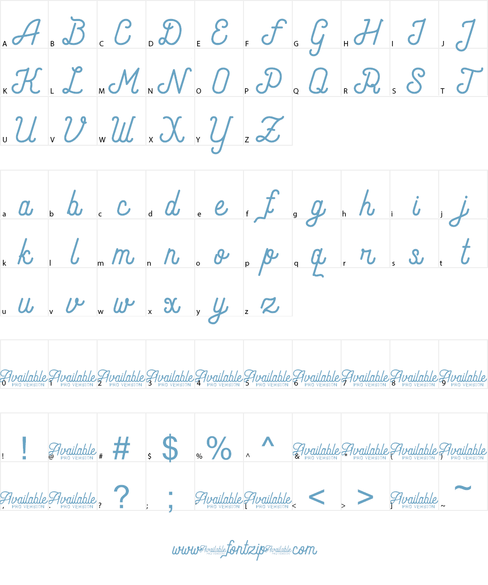 Andara Script Font Character